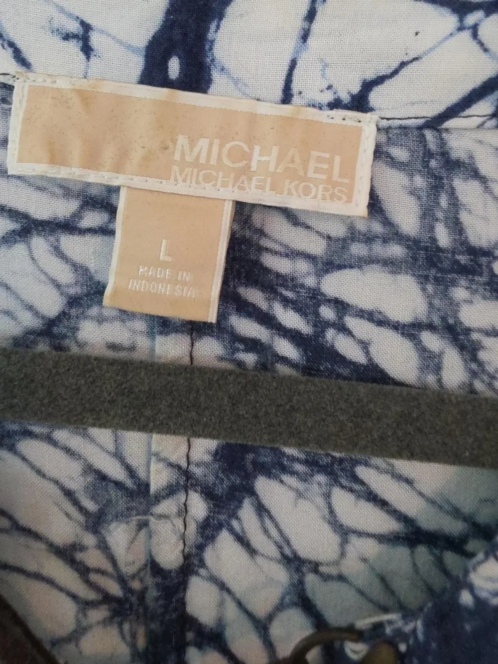 Michael Kors Navy and White Tie-Front Midi Dress